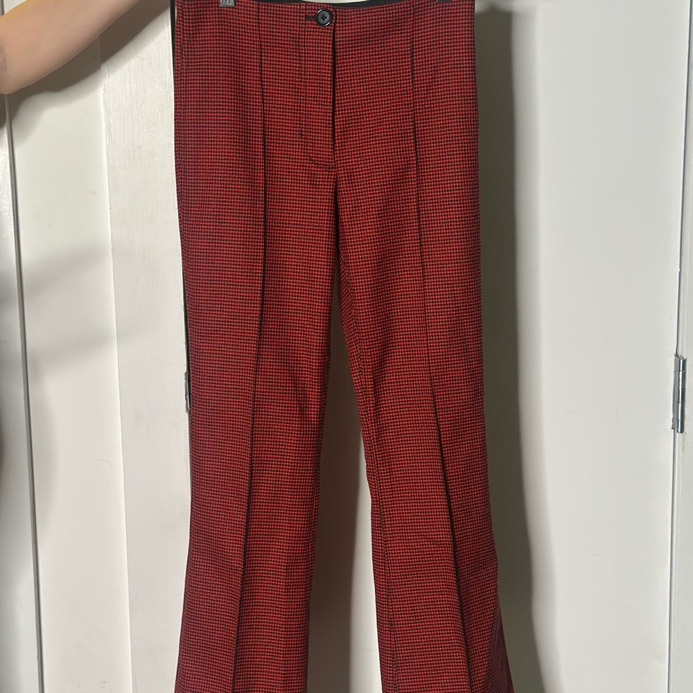 Helmut Lang Red & Black Houndstooth Pants